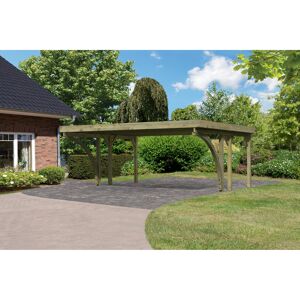 Doppelcarport 'Carlos 1' Kiefer PVC-Dach mit zwei Einfahrtsbögen 480 x 598 x 237 cm